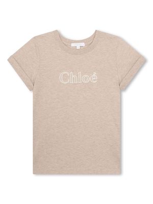 Chloé Kids logo-print organic cotton T-shirt - Neutrals