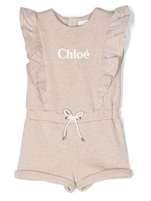 Chloé Kids logo-print sleeveless romper - Brown