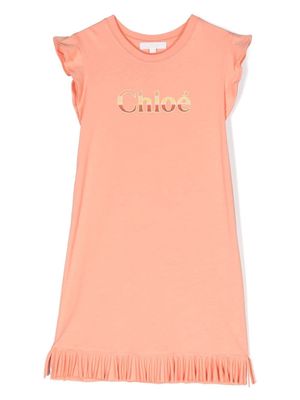 Chloé Kids logo-print sleeveless T-shirt dress - Orange