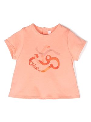 Chloé Kids logo-print T-shirt - Orange