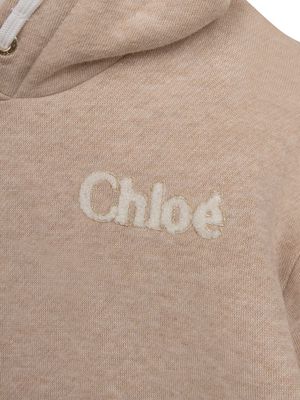 Chloé Kids logo side stripe hoodie - Neutrals
