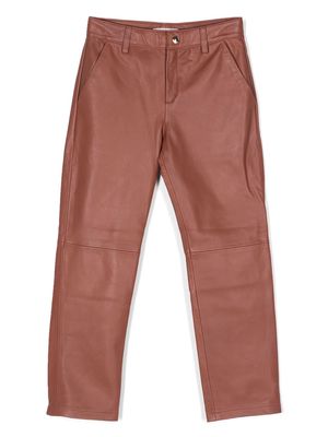 Chloé Kids motif-embroidered leather trousers