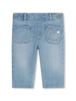 Chloé Kids patch-pocket straight-leg jeans - Blue