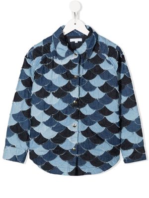 Chloé Kids patchwork denim shirt jacket - Blue