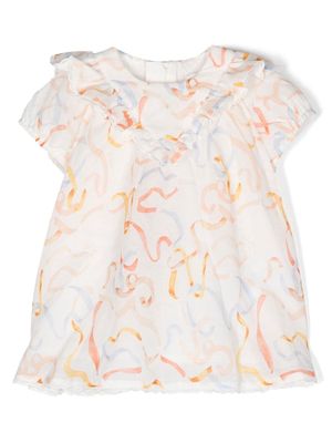 Chloé Kids ribbon-print dress - White