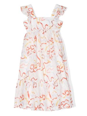 Chloé Kids ribbon-print sleeveless dress - White