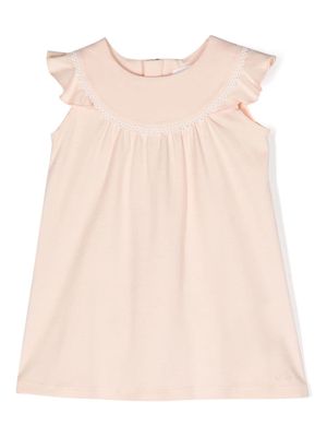 Chloé Kids ruffle-detail cotton dress - Pink