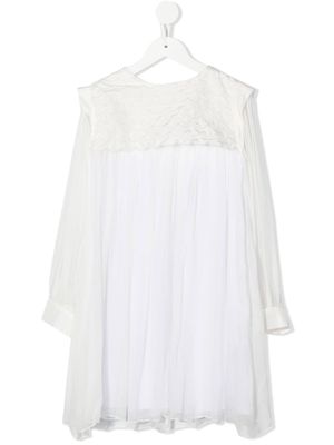 Chloé Kids ruffle-detail silk ceremony dress - White