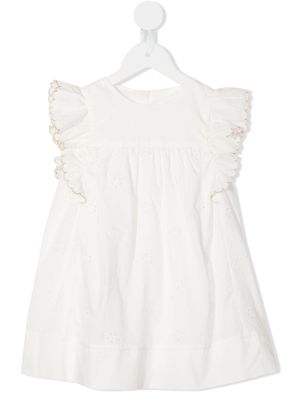 Chloé Kids ruffle-panel dress - White