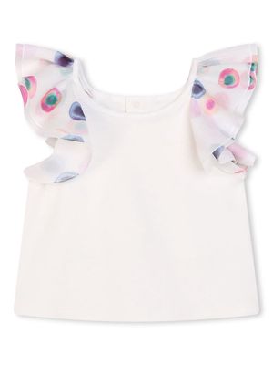 Chloé Kids ruffle-trim organic cotton blouse - White