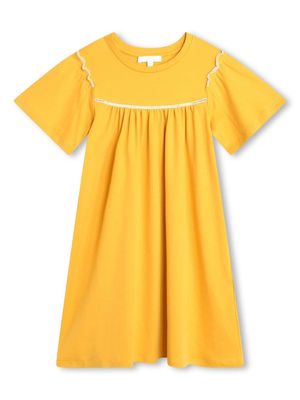 Chloé Kids ruffle-trimmed organic cotton dress - Yellow