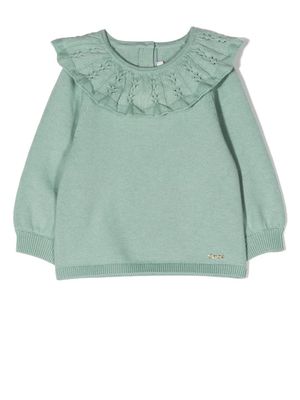 Chloé Kids ruffled pullover sweater - Green