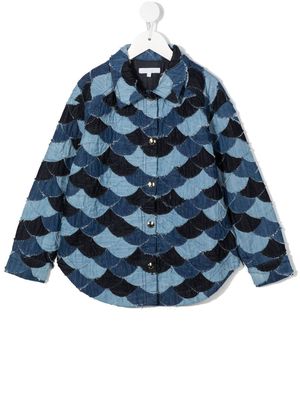 Chloé Kids scale-patch denim shirt jacket - Blue