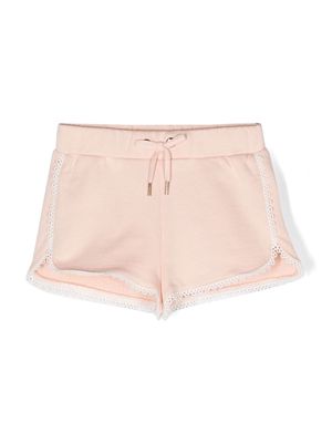 Chloé Kids scallop-edge cotton shorts - Pink