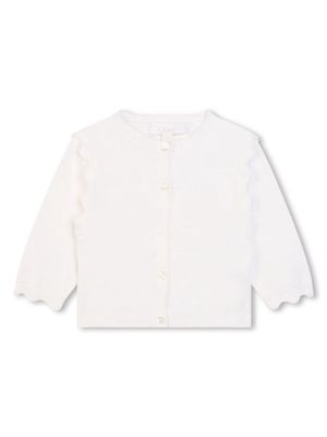 Chloé Kids scallop-edge round-neck cardigan - White