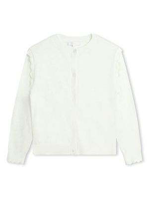 Chloé Kids scallop-trim organic cotton cardigan - White