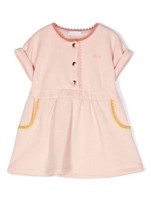 Chloé Kids scallop-trim short-sleeve dress - Pink