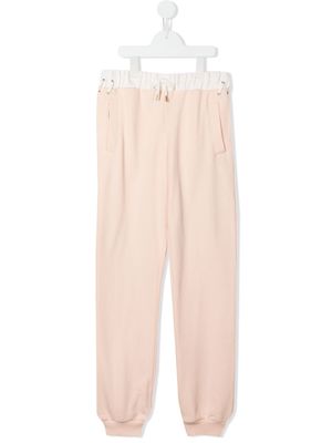 Chloé Kids slim leg cotton track trousers - Pink