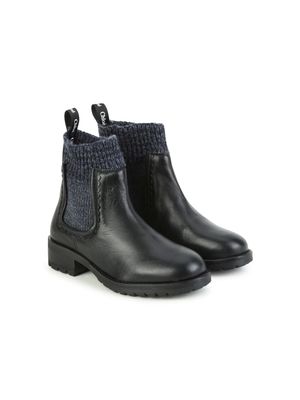 Chloé Kids sock-style ankle leather boots - Black