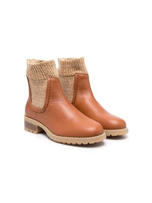 Chloé Kids sock-style chelsea ankle boots - Brown
