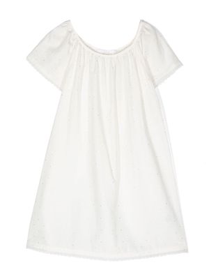 Chloé Kids spot-print scallop-edge nightdress - White