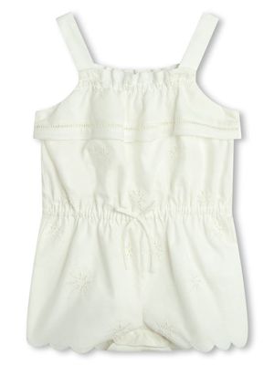 Chloé Kids star-embroidered poplin rompers - White