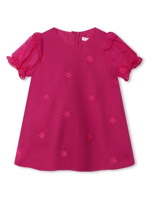 Chloé Kids star-embroidered silk dress - Pink