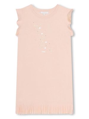 Chloé Kids star-print fringed dress - Pink
