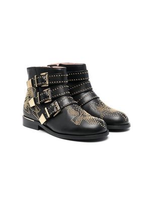Chloé Kids stud-detail leather ankle boots - Black