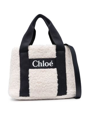 Chloé Kids Teddy sherpa-fleece tote bag - White