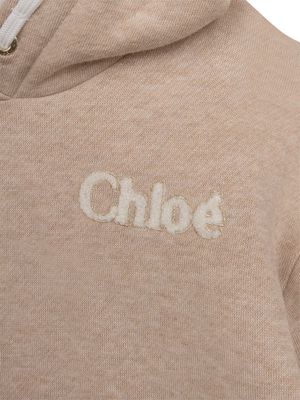 Chloé Kids TEEN logo side stripe hoodie - Neutrals
