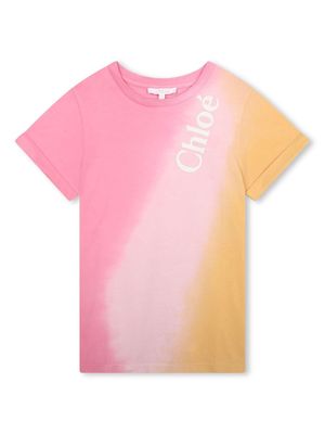 Chloé Kids tie-dye print ombré T-shirt - Pink