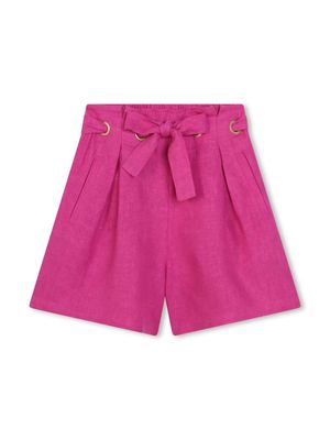 Chloé Kids tie-fastening linen shorts - Pink