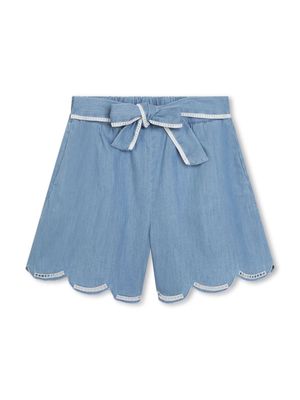 Chloé Kids tie-fastening organic cotton shorts - Blue