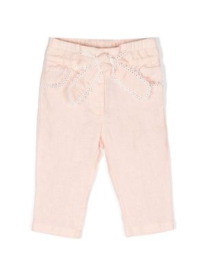 Chloé Kids tie-waist straight trousers - Pink