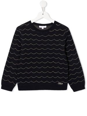 Chloé Kids wave-pattern knitted jumper - Blue