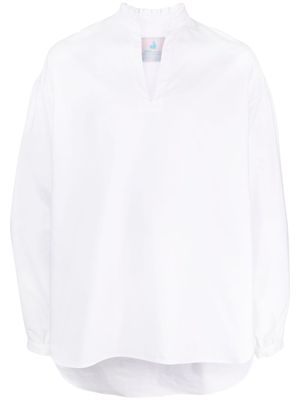 Chloe Nardin notched collar plaid cotton shirt - White