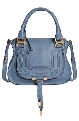 Chloe Small Marcie Leather Satchel in Graphite Navy
