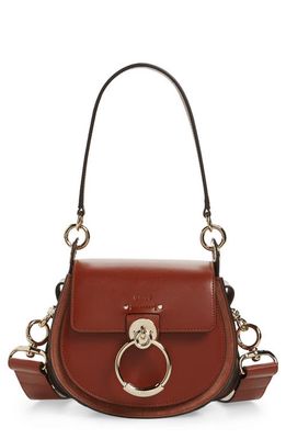 Chloe Small Tess Leather Crossbody Bag in Sepia Brown