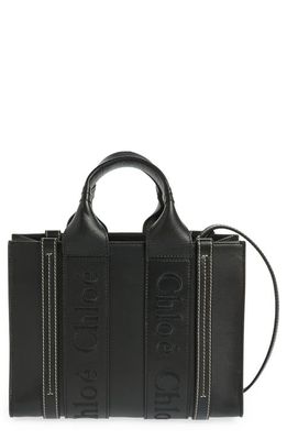 Chloé Small Woody Leather Tote in Black