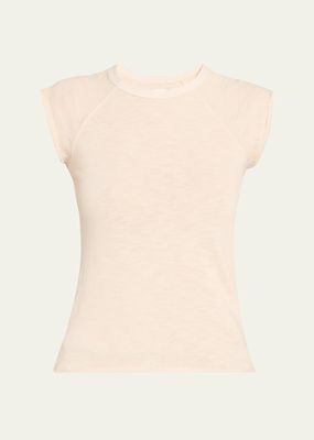 Chloe Textured Cotton Knit Cap-Sleeve T-Shirt