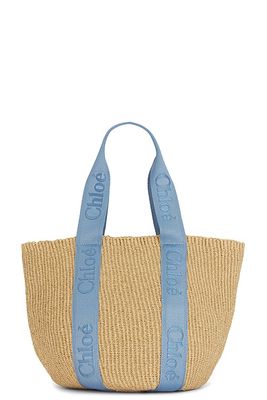 Chloe Woody Raffia Tote Bag in Blue