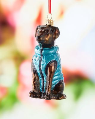 Chocolate Lab in Puffer Coat Christmas Ornament