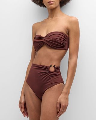 Chocolate Taita High-Waist Bikini Bottoms