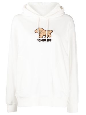 CHOCOOLATE animal-motif cotton hoodie - White