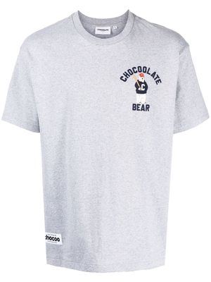 CHOCOOLATE Bear embroidered cotton T-shirt - Grey