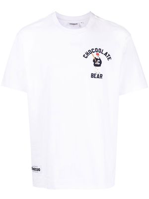 CHOCOOLATE Bear embroidered cotton T-shirt - White
