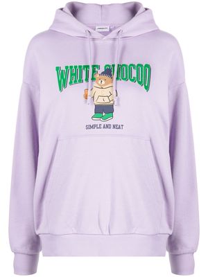 CHOCOOLATE bear-print cotton hoodie - Purple