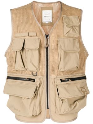 CHOCOOLATE military cargo-pocket vest - Brown