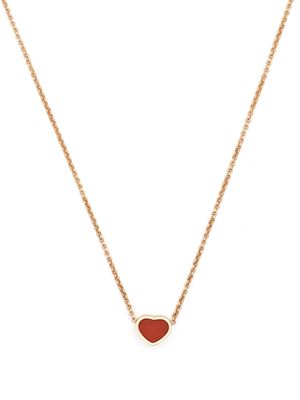 Chopard 18kt rose gold My Happy Heart carnelian necklace - Pink